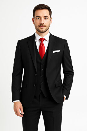 Yelekli Takım Elbise Slim Fit