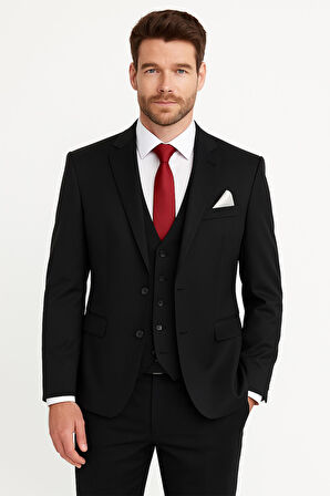 Yelekli Takım Elbise Slim Fit