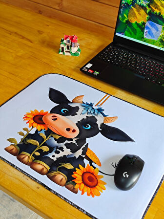 SGE TEKNOLOJİ 55X45 CM SEVİMLİ İNEK KAYDIRMAZ TABAN SPEED YÜZEY OYUNCU MOUSE PAD GAMİNG PAD