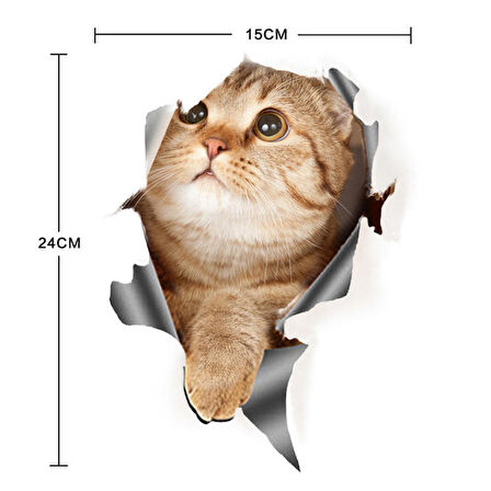 Kırık Cam Efekti Kedi Araba Oto Sticker Etiket z3