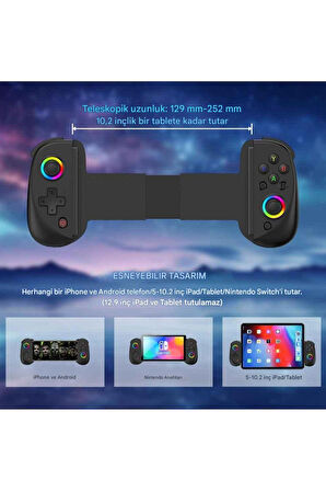 BSP-D8 Bluetooth 5.2 Android/Ios Tablet Telefon Uyumlu Mobil Telefon Tutucu Joystick Gamepad