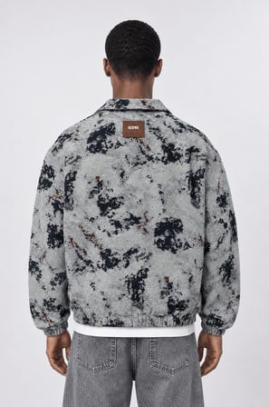 Erkek Jakarlı Oversize Bomber Ceket Gri