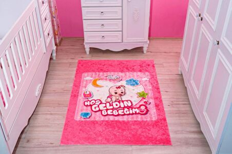 Babysale Hoşgeldin Bebeğim Pembe Oyun Halısı 120x180 cm