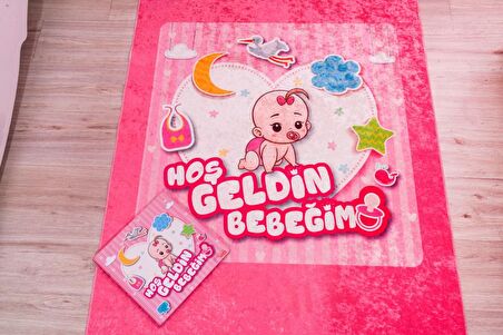 Babysale Hoşgeldin Bebeğim Pembe Oyun Halısı 120x180 cm