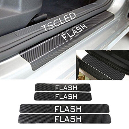 Oto Flash Karbon Kapı Eşiği Koruma Sticker Yapıştırma (4Adet)