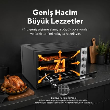Kumtel Piliç Çevirmeli 71 Litre Midi Fırın LX-9645