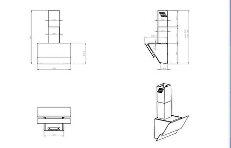 DA6-835 Metalik Gri Cam Davlumbaz