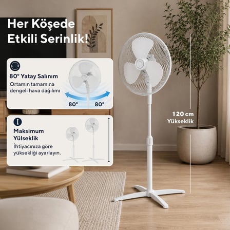 Kumtel KTF-290 Beyaz Vantilatör 16 inç