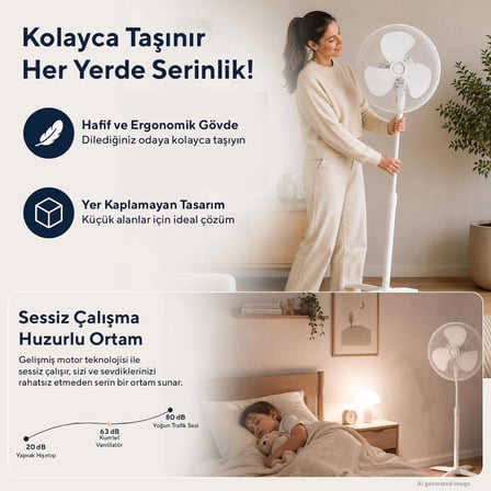 Kumtel KTF-290 Beyaz Vantilatör 16 inç