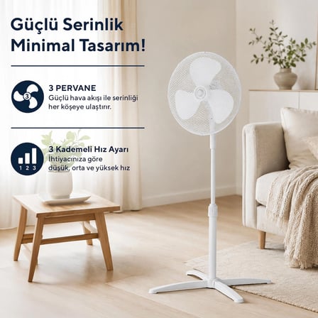 Kumtel KTF-290 Beyaz Vantilatör 16 inç