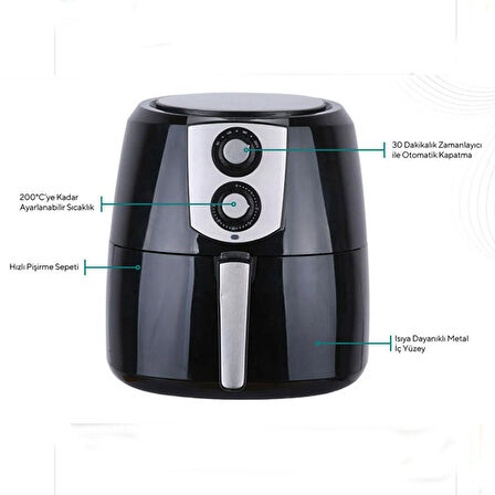 Kumtel HAF-03 Yağsız Airfryer Siyah