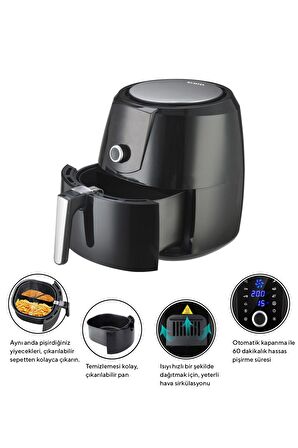 Kumtel HAF-06 8.5 lt Yağsız Airfryer Siyah