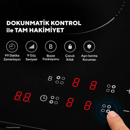 Kumtel İndüksiyonlu Cam Ankastre Ocak HI6-4TB