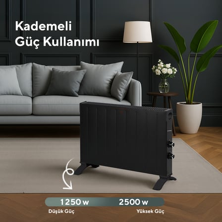 Kumtel Siyah Konvektör Isıtıcı 2500W HC-2947