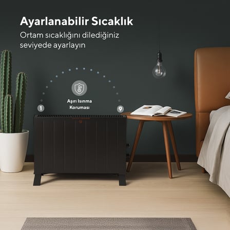 Kumtel Siyah Konvektör Isıtıcı 2500W HC-2947