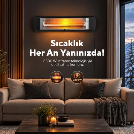 Kumtel 2300 W Termostatlı Duvar Tipi Infrared Elektrikli Isıtıcı EX-23