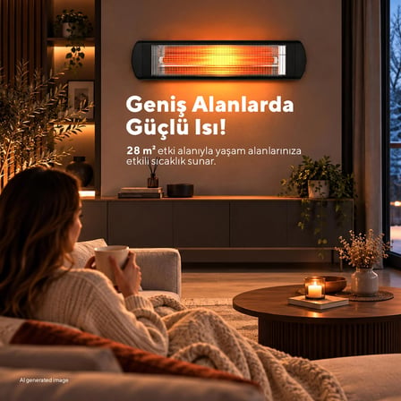 Kumtel 2300 W Termostatlı Duvar Tipi Infrared Elektrikli Isıtıcı EX-23