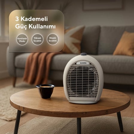 Kumtel LX6331 Fanlı Isıtıcı, 3 Kademeli, Bej, 2000 W