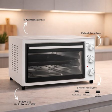 Kumtel KF-5320 Mini Fırın - Beyaz - 1420 Watt