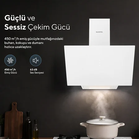 Kumtel DA6-825 Beyaz Dokunmatik Cam Davlumbaz