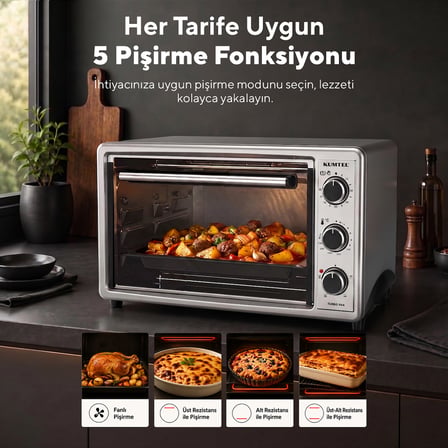 Kumtel LX-3575 45 Litre Gri Turbo Mini Fırın