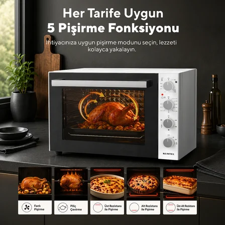 Kumtel Piliç Çevirmeli 71 Litre Midi Fırın LX-9645 Beyaz