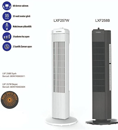 Luxell Lxf-257W 35 W Termostatlı Elektrikli Kule Tipi Fanlı Isıtıcı 