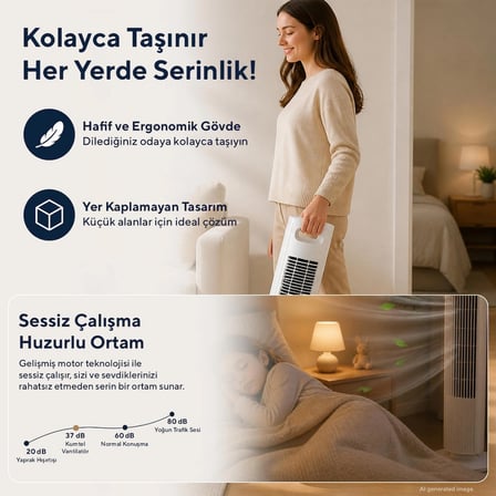 Kumtel KTF-258W Kule Tipi 50W Zaman Ayarlı 3 Hız Kademeli Sessiz Vantilatör