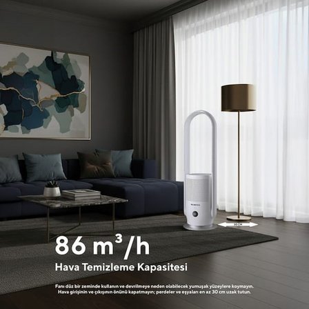 Kumtel HBAP-01 2 IN 1 Vantilatör ve Hava Temizleyici - Beyaz