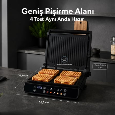 Kumtel Dijital Tost ve Izgara Makinesi 2000 W TTM-10