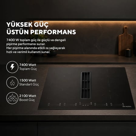 Kumtel Davlumbaz Entegreli İndüksiyon Ocak HFLOW-6074