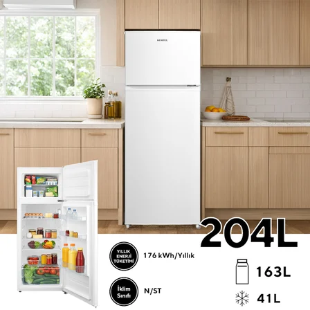 Kumtel Çift Kapılı Dijital Buzdolabı 204L HTMF-210