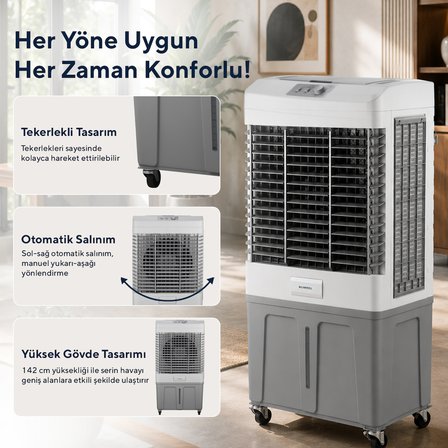 Kumtel 80 Litre Sulu Portatif Hava Soğutucu (Air Cooler) Büyük Boy HAC-100