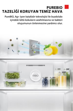 Toshiba Koku Önleme Orjinal Tazelik 535 Litre No-Frost Buzdolabı Morandi Gri GR-RT702WE-PMT(06)