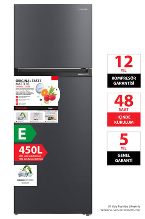 Toshiba Orjinal Tazelik ve Koku Önleme 450 Litre No-Frost Buzdolabı Beyaz GR-RT624WE-PMT(06)
