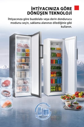 Toshiba Hızlı ve Dengeli Soğutma 238 L Dikey Derin Dondurucu Morandi Gri GR-RU312WE-PMT(06)
