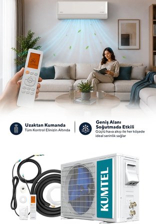 Kumtel Hinoki KMSAC-12 12.000 Btu A++ Inverter Duvar Tipi Split Klima (Montaj Dahil)