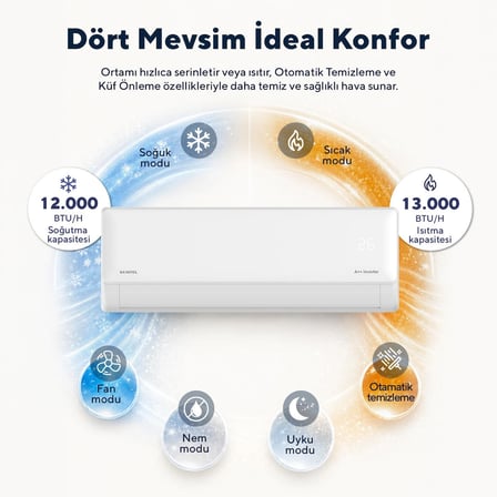 Kumtel Hinoki Kmsac-12 12.000 Btu A++ İnverter Duvar Tipi Split Klima (Montaj Dahil)