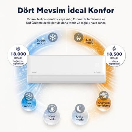 Kumtel Hinoki KMSAC-18 18.000 Btu  A++ Inverter Duvar Tipi Split Klima (Montaj Dahil)