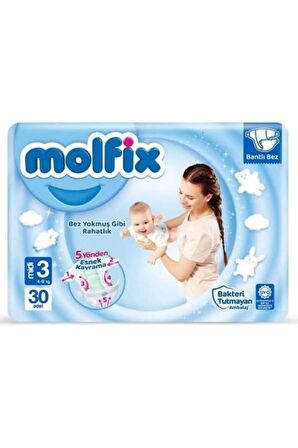 MOLFİX MİDİ 3 BEDEN BEBEK BEZİ 30'LU PAKET 4-9KG