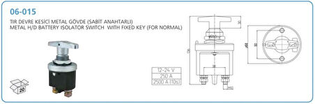 Unıversal Truck Devre Kesici Metal Govde Sabıt Anahtarlı Cevirmeli Tip Tir - Aksa 06-015