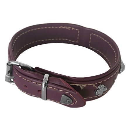 Markapet Deri Parlak Taşlı Köpek Boyun Tasması 28-32 cm X-Small Mor