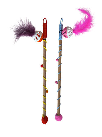 Sesli Toplu Tüylü Kedi Oltası 40-50 cm Renkli