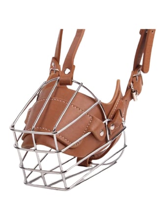 Karamel Pet Metal Deri Köpek Ağızlığı XL 38 cm