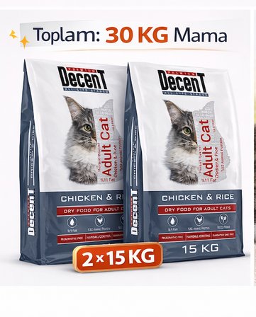 Decent Tavuk Etli Yetişkin Kedi Maması 15 kg ( 2 Adet )