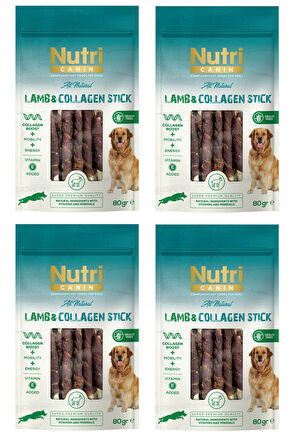 Nutri Canin Kuzu Eti Sargılı Kolajen Çubuk Tahılsız Köpek Et Ödülü 80 Gr. X 4 Adet