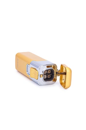 4 Torch Sarı-Gümüş Metal Puro Çakmağı - TR7222