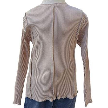 Kız Çocuk Kaşkorse Uzun Kollu Bej Bluz %95 Pamuk Esnek Kumaş