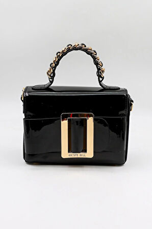 Kriste Bell Marka İthal Klasik Zincir Detaylı kadın Çanta KB969 Siyah Parlak