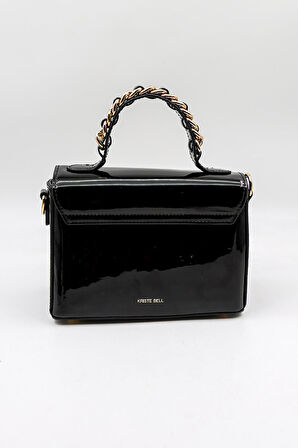 Kriste Bell Marka İthal Klasik Zincir Detaylı kadın Çanta KB969 Siyah Parlak